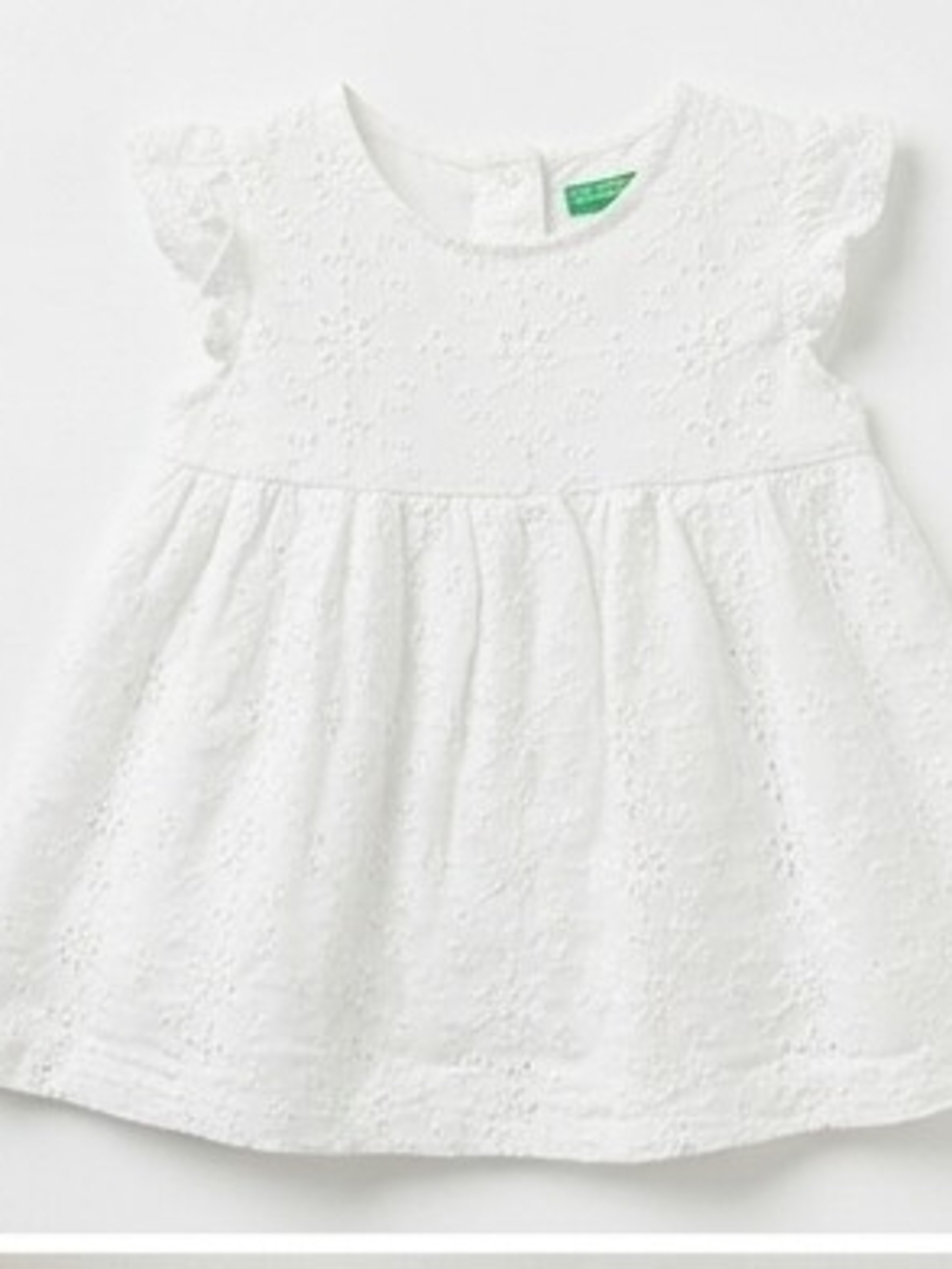 United Colors Of Benetton White Eyelet Flutter Dress for Girls